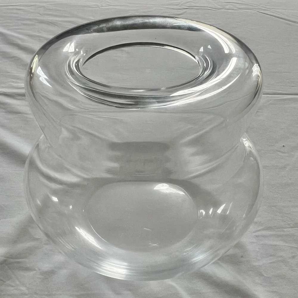 Crate & Barrel Clear Glass Hurricane Candle Holder Vase Modern Double Bulb 7in